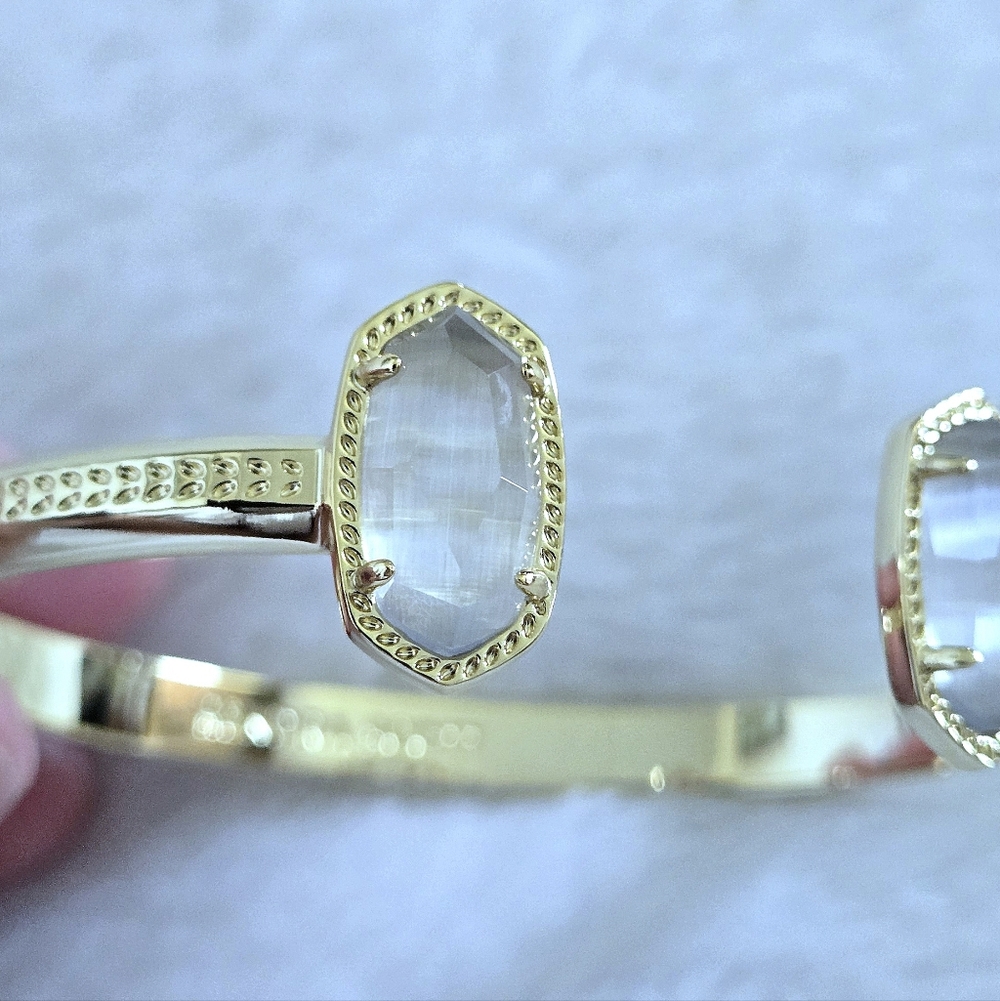 Kendra Scott Gold💛 "Elton" Cuff Bracelet With Slate Cat's🐱 Eye👁 Stones - NWT - Picture 15 of 16